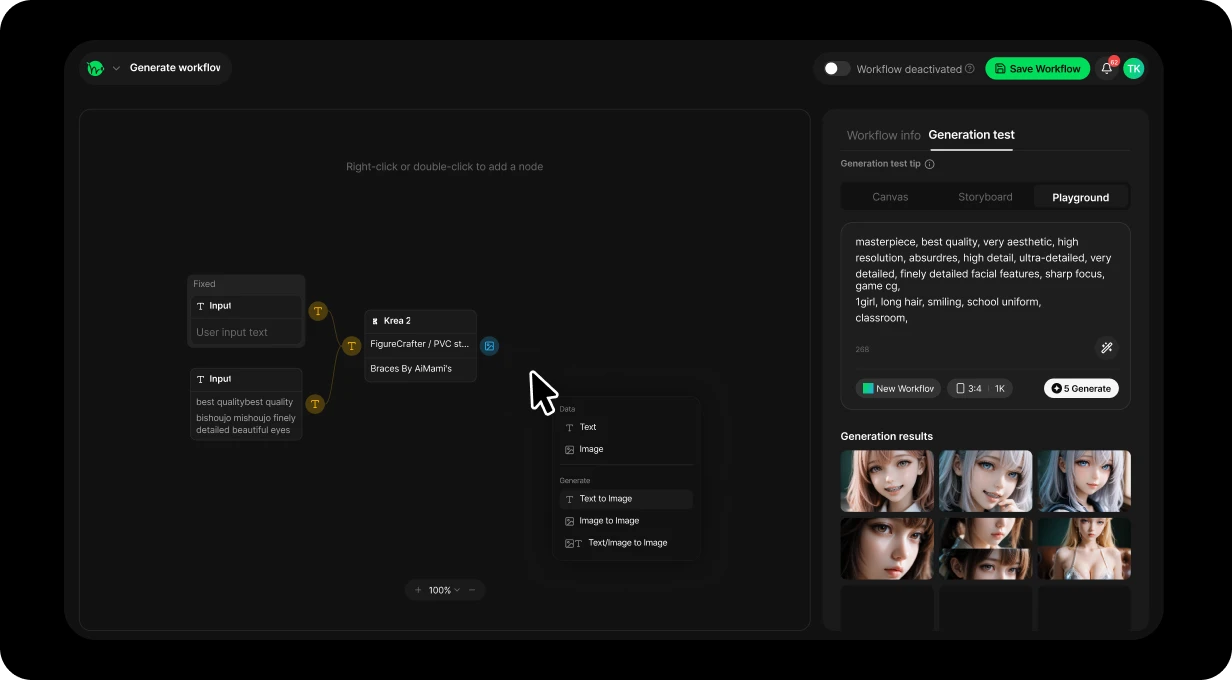 Node-based image generation workflow