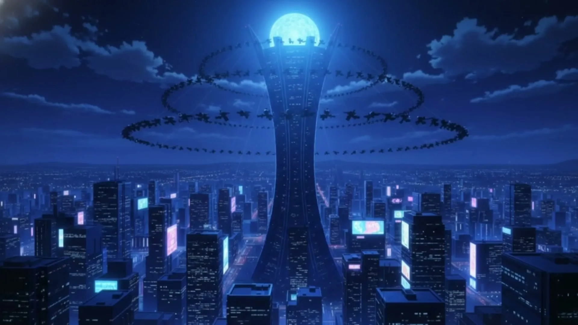 Sci-fi city at night with creative world-building visuals, made with text to animation