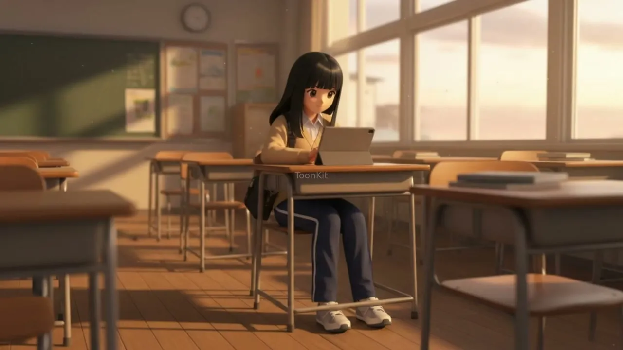 Kids in a school setting with creative activities, ideal for children's cartoon content