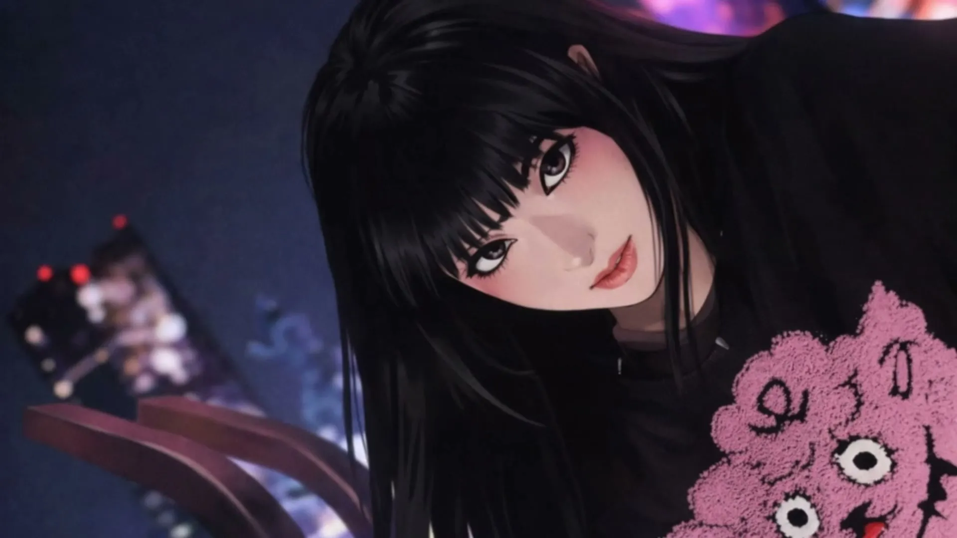 AI 뮤직비디오를 위해 음악에 맞춰 안무하는 눈 속 소녀들 장면