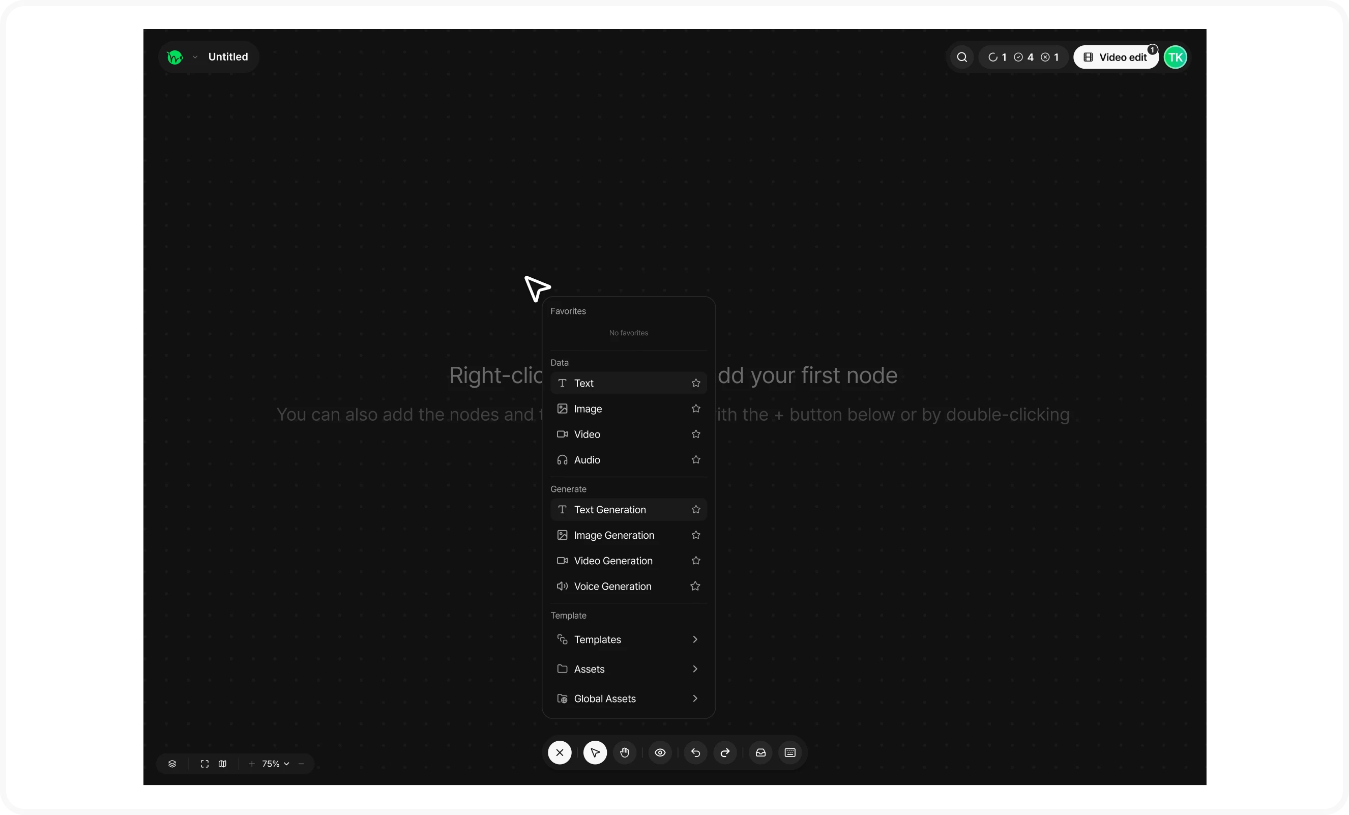 Create a project and place your first node