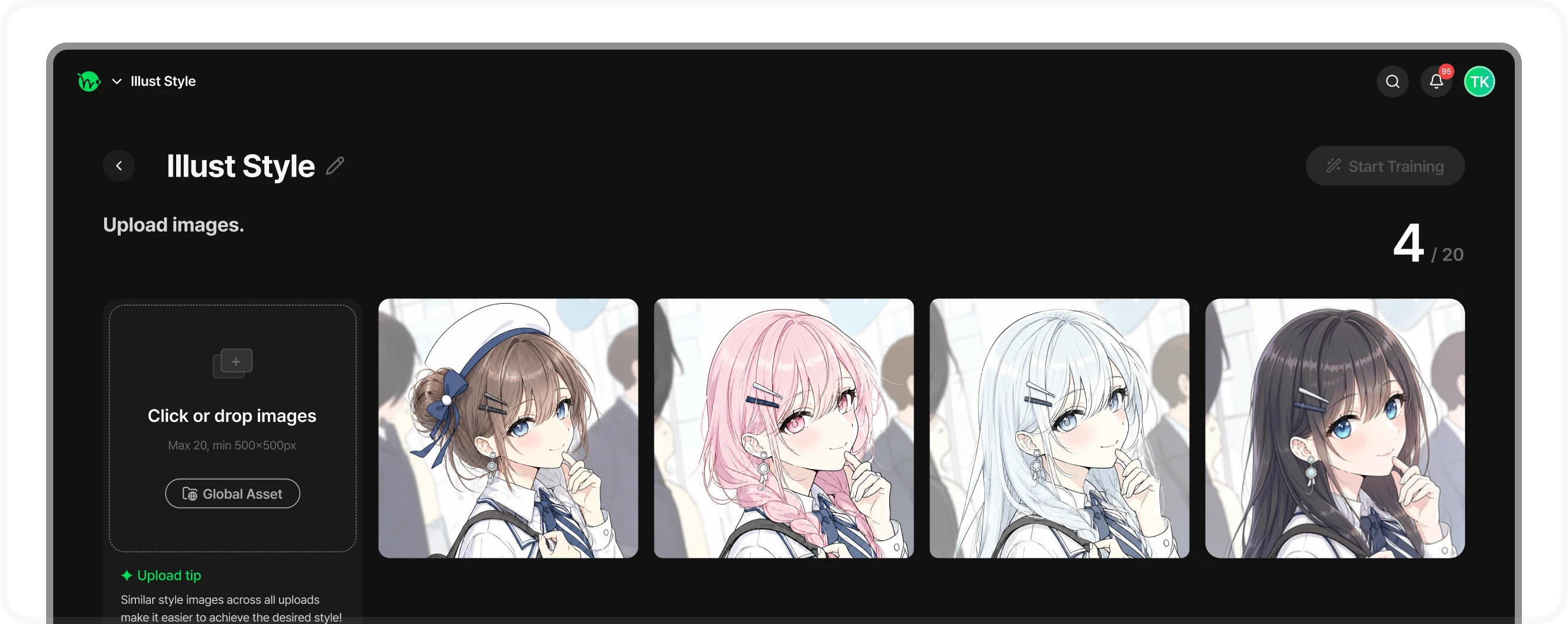 Upload 20 images