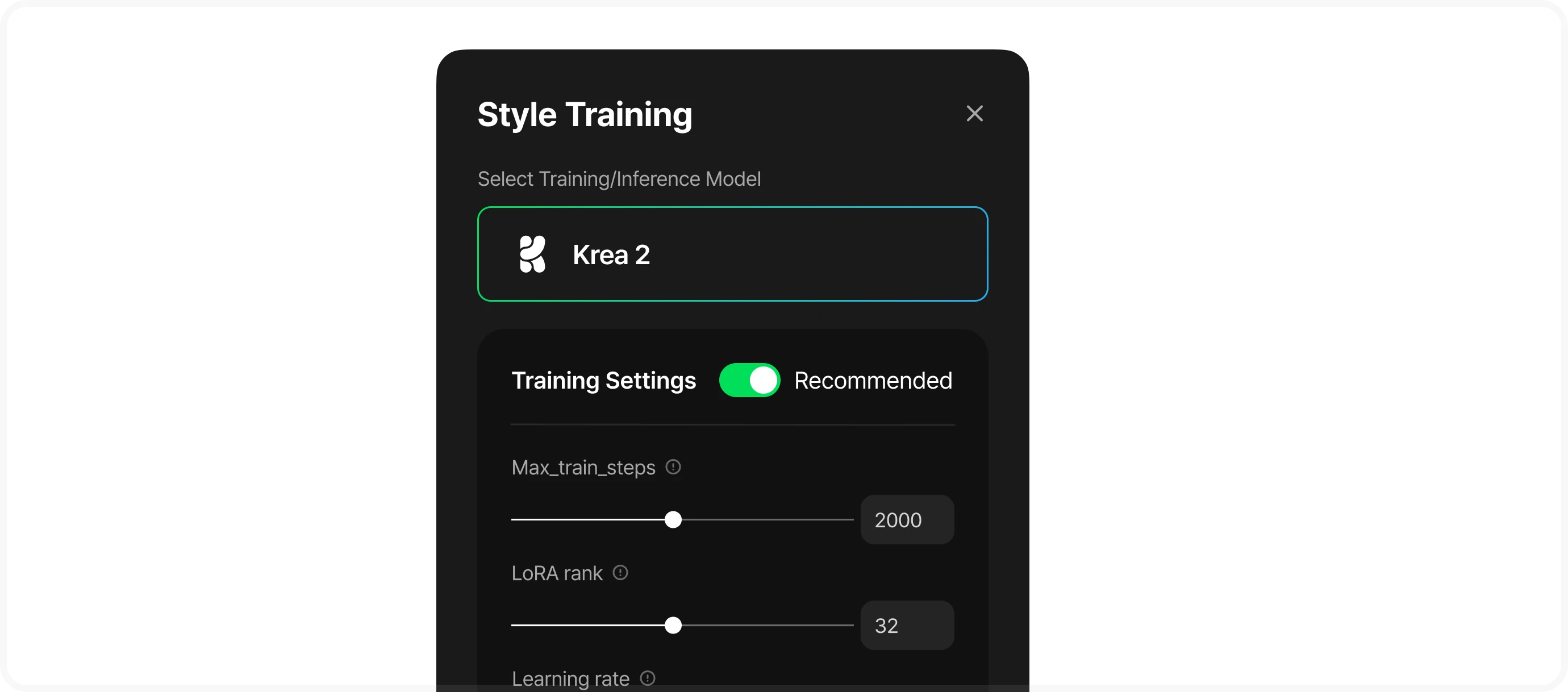 Start training