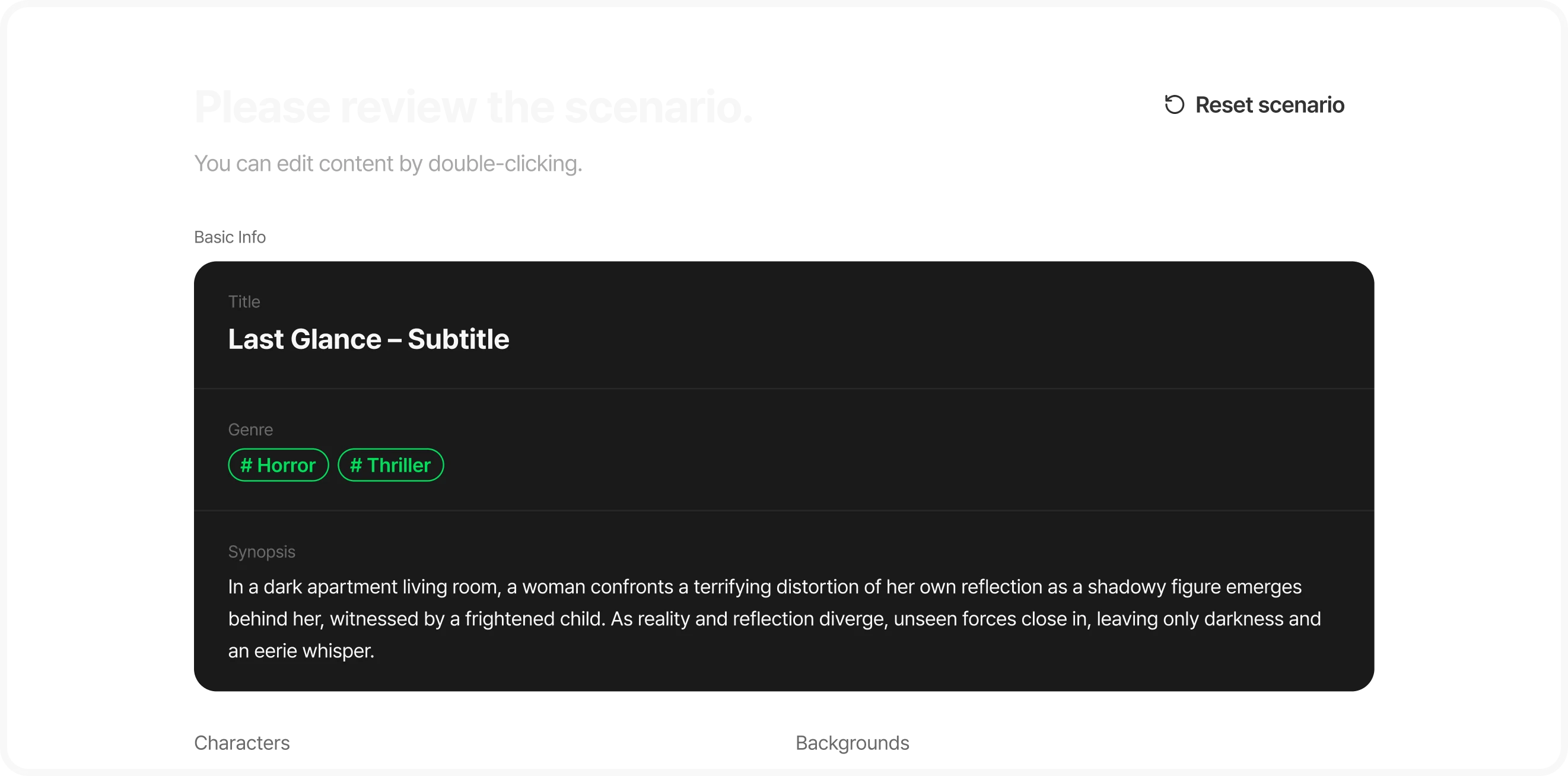 Review the scenario structure