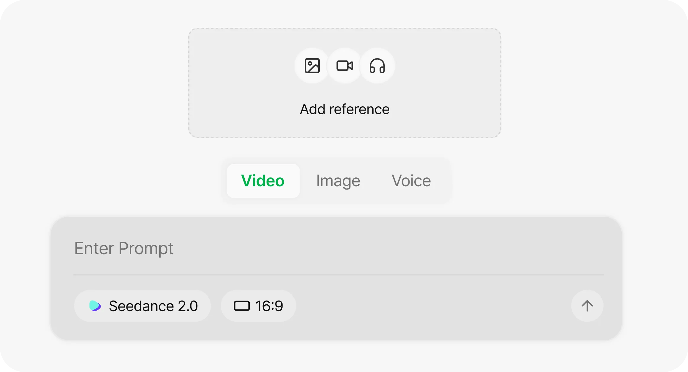 Menu for choosing a video generation model